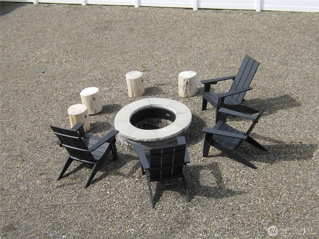 details featuring a fire pit