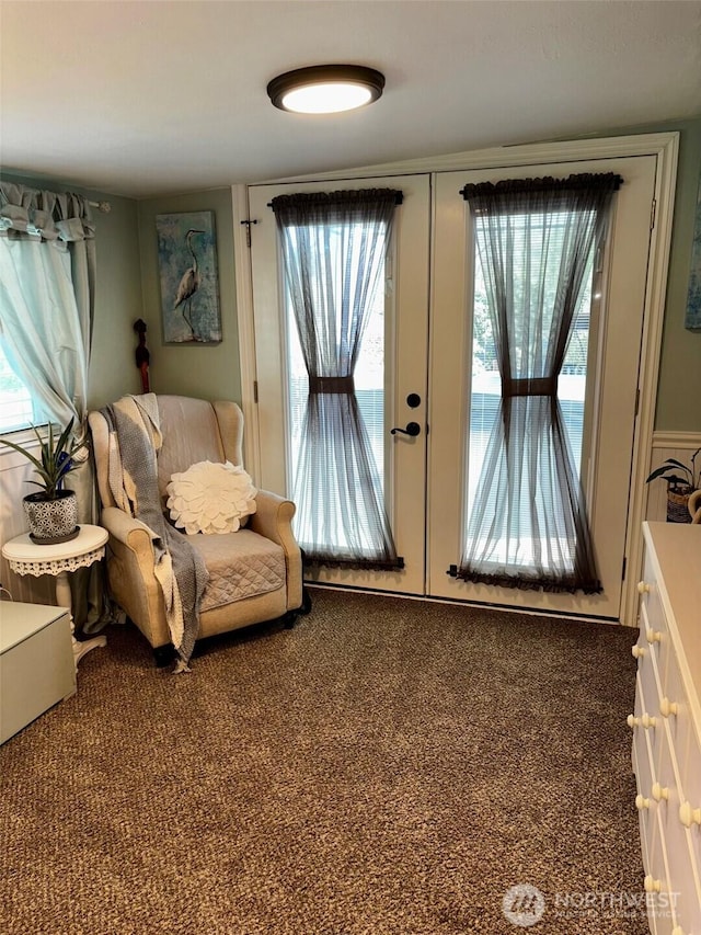 4216 N Pl, Seaview, WA 98644 - living area featuring french doors, carpet flooring, and a wealth of natural light