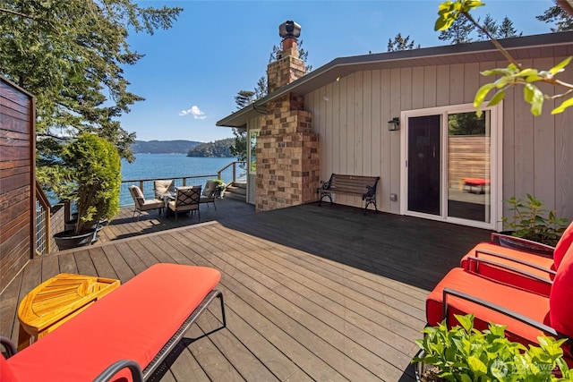 162 Sea Ranch Rd, Lopez Island, WA 98261 - deck featuring a water view and outdoor lounge area