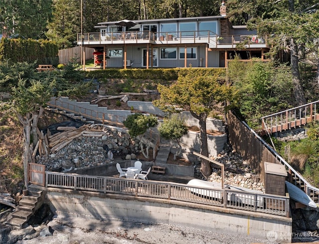 162 Sea Ranch Rd, Lopez Island, WA 98261 - back of house featuring stairs