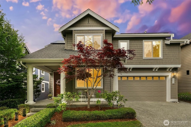 3262 NE Marquette Way, Issaquah, WA 98029 - craftsman inspired home featuring covered porch, an attached garage, concrete driveway, and roof with shingles