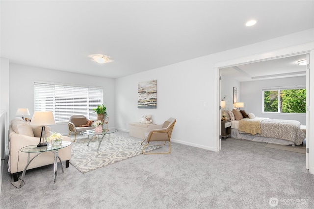 3262 NE Marquette Way, Issaquah, WA 98029 - living area featuring carpet floors, baseboards, and recessed lighting