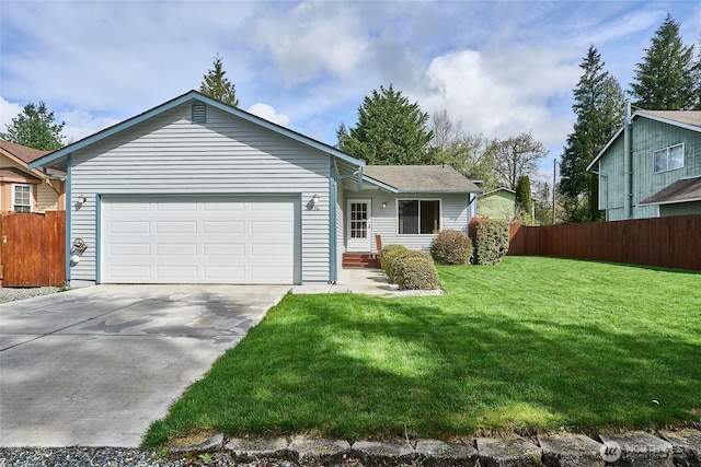 21850 SE 271st Pl, Maple Valley, WA 98038 - single story home with driveway, a garage, fence, and a front lawn