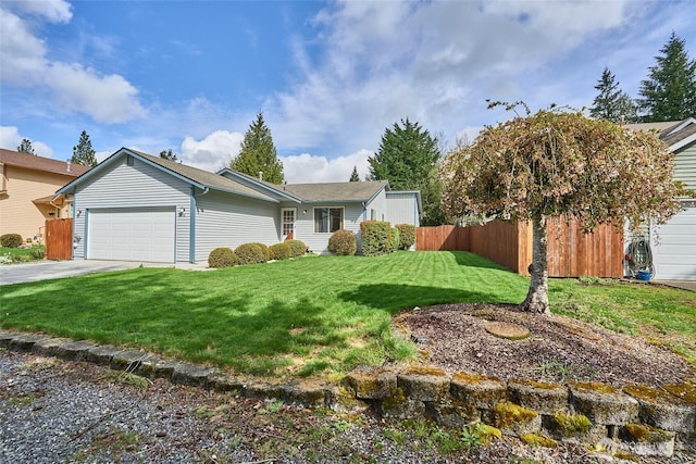 21850 SE 271st Pl, Maple Valley, WA 98038 - single story home featuring concrete driveway, a front yard, fence, and an attached garage
