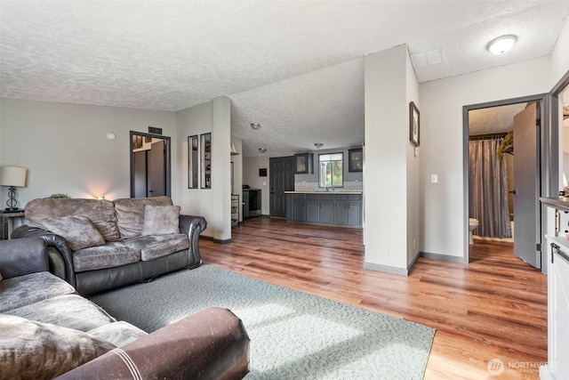 151 Deer Haven Dr, Winlock, WA 98596 - living area featuring baseboards, a textured ceiling, and light wood finished floors