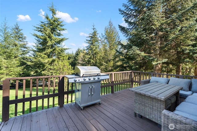 151 Deer Haven Dr, Winlock, WA 98596 - deck featuring grilling area, outdoor lounge area, and a lawn