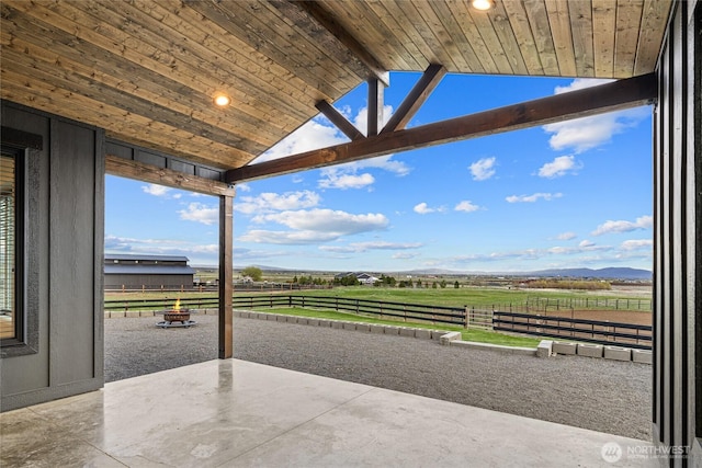 2351 Lower Green Canyon Rd, Ellensburg, WA 98926 - view of patio with a rural view, an outdoor fire pit, and fence