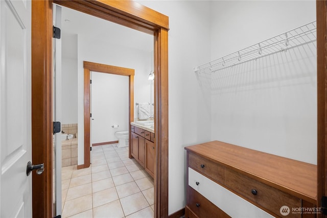 interior space with light tile patterned floors