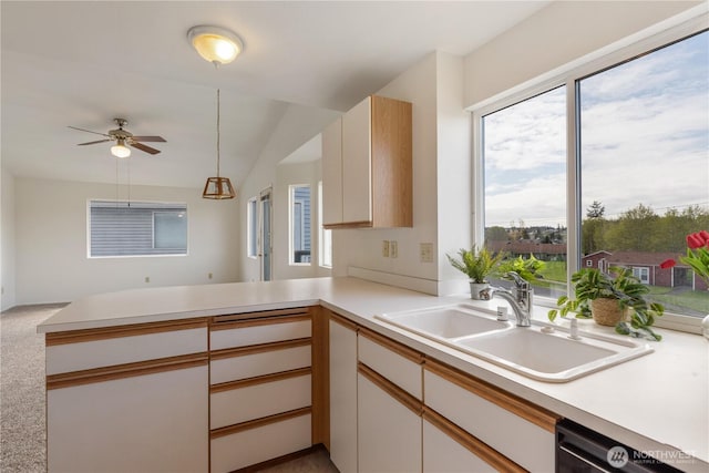 730 SE 8th Ave Unit G202, Oak Harbor, WA 98277 - kitchen featuring a wealth of natural light, a peninsula, dishwasher, light countertops, and a sink