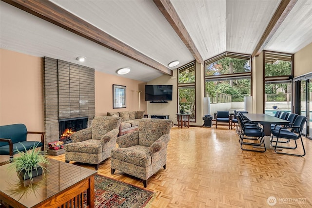 13730 15th Ave NE Unit F-103, Seattle, WA 98125 - living area with a fireplace and plenty of natural light