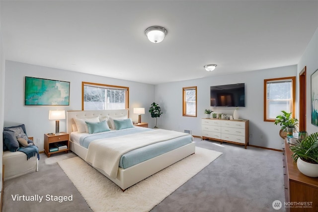 5675 Winona Ln, Langley, WA 98260 - carpeted bedroom with baseboards, multiple windows, and visible vents