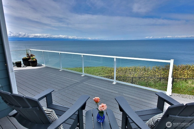deck with a water view