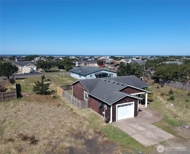 bird's eye view with a residential view