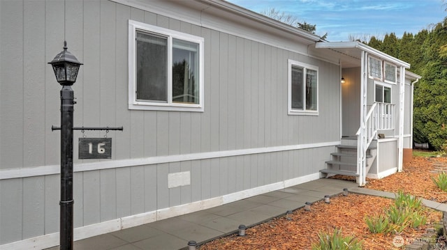 view of property exterior with crawl space