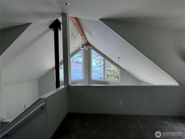 218 Pass View Rd, Decatur Island, WA 98221 - additional living space with dark colored carpet and ceiling fan