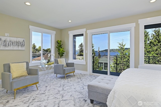 8536 S 114th St, Seattle, WA 98178 - bedroom with recessed lighting, multiple windows, access to exterior, and baseboards
