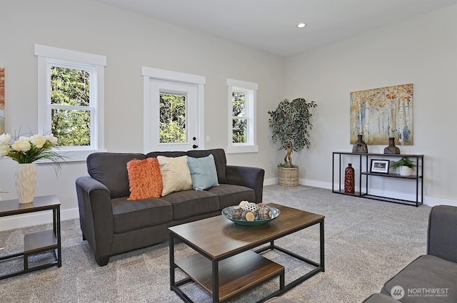 8536 S 114th St, Seattle, WA 98178 - living room featuring carpet flooring, baseboards, and recessed lighting