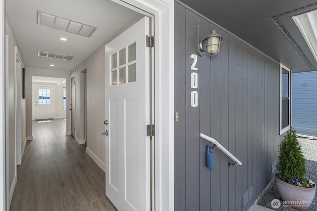 200 Priest Point Dr NE, Tulalip, WA 98271 - hall with baseboards, recessed lighting, visible vents, and wood finished floors