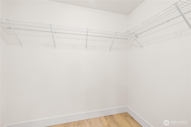 walk in closet featuring light wood finished floors