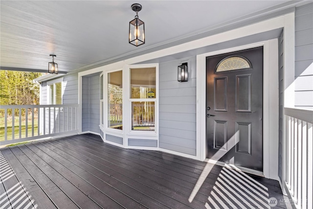 deck featuring covered porch