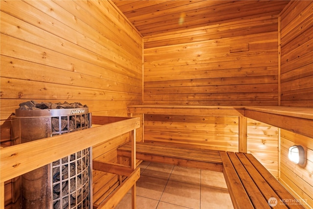 view of sauna / steam room with tile patterned flooring
