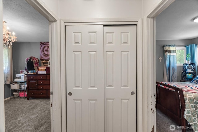 6507 Karjala Rd, Aberdeen, WA 98520 - hallway featuring carpet floors and a textured ceiling
