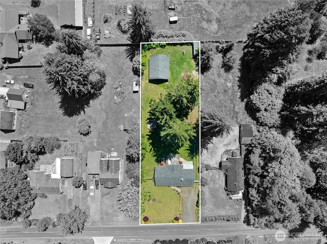 6507 Karjala Rd, Aberdeen, WA 98520 - aerial view of property and surrounding area with property boundaries highlighted