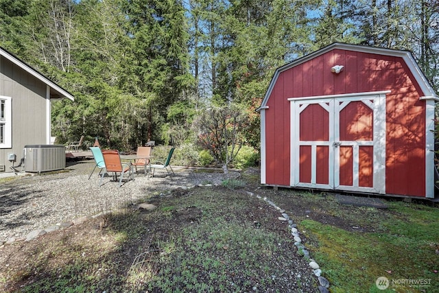 view of shed with cooling unit