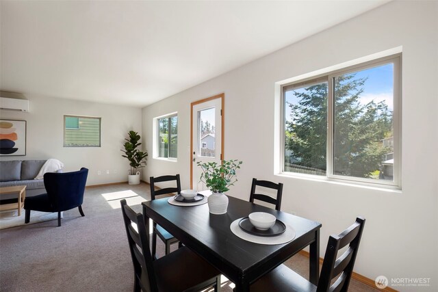 382 NE Ohenry Ct, Poulsbo, WA 98370 - dining space featuring baseboards, carpet, and a wall unit AC