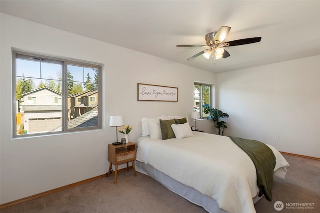382 NE Ohenry Ct, Poulsbo, WA 98370 - bedroom featuring carpet, baseboards, and ceiling fan