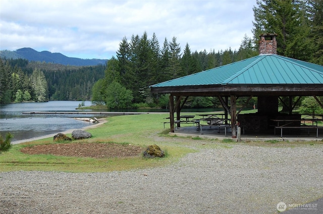 100 N Duckabush Dr W, Hoodsport, WA 98548 - view of community featuring a forest view, a gazebo, a water view, and a lawn