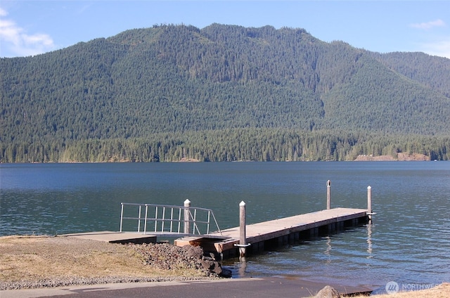 100 N Duckabush Dr W, Hoodsport, WA 98548 - view of dock with a forest view and a water and mountain view