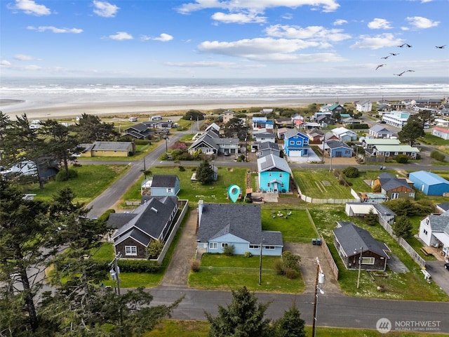 34 4th St S, Pacific Beach, WA 98571 - drone / aerial view featuring a water view, a beach view, and a residential view
