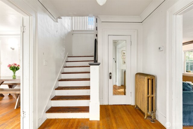 5019 17th Ave NE, Seattle, WA 98105 - stairway featuring wood finished floors and radiator