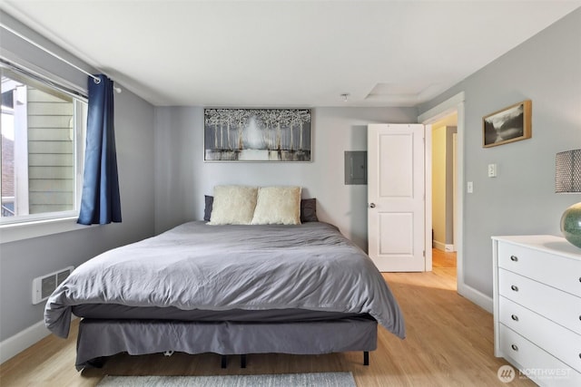 300 N 130th St Unit 8302, Seattle, WA 98133 - bedroom featuring light wood-style flooring, electric panel, and baseboards