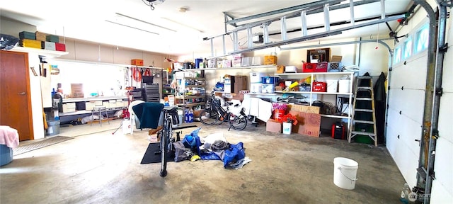 garage featuring a workshop area