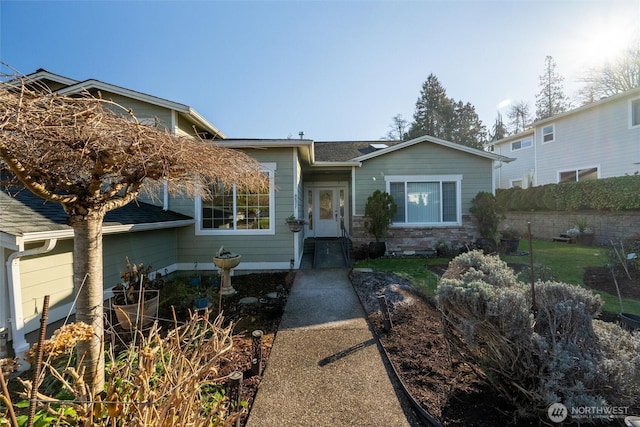 8148 Quinault Rd, Blaine, WA 98230 - ranch-style home with roof with shingles and stone siding