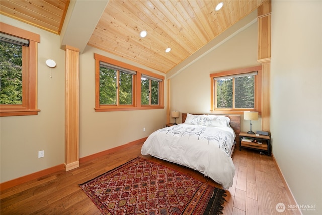 17650 Roaring Creek Rd, Leavenworth, WA 98826 - bedroom featuring wood ceiling, wood-type flooring, and lofted ceiling
