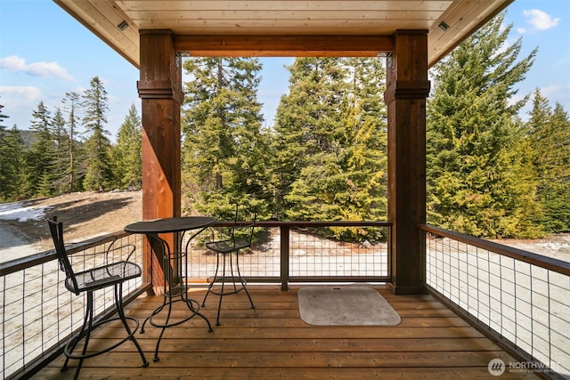 17650 Roaring Creek Rd, Leavenworth, WA 98826 - wooden deck with a forest view