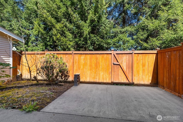 exterior space featuring a patio and a fenced backyard