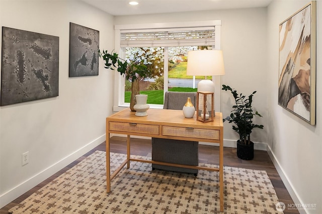11820 NE 145th St, Kirkland, WA 98034 - office featuring baseboards, wood finished floors, and recessed lighting
