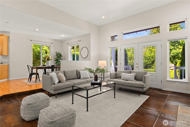 17605 244th Ave SE, Maple Valley, WA 98038 - living room with dark wood-type flooring, baseboards, and recessed lighting