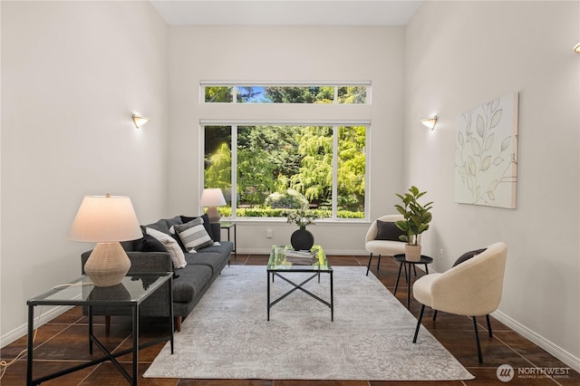 17605 244th Ave SE, Maple Valley, WA 98038 - living area featuring baseboards and dark wood-type flooring