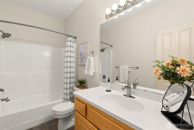 17605 244th Ave SE, Maple Valley, WA 98038 - full bathroom with shower / tub combo, vanity, toilet, and tile patterned flooring