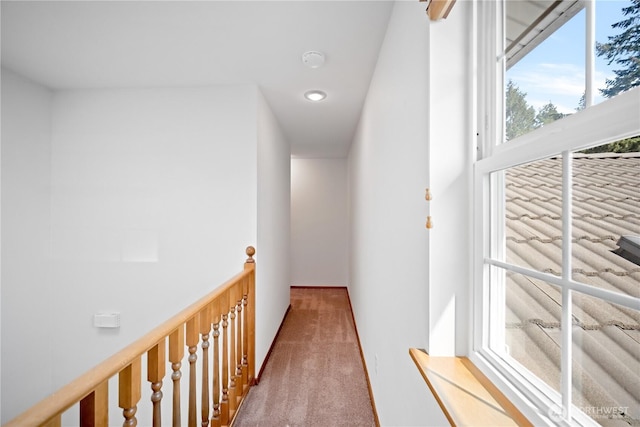 hallway featuring recessed lighting and carpet floors