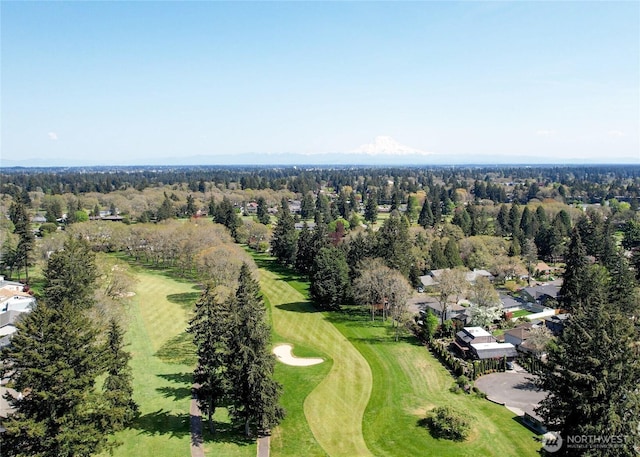 drone / aerial view with view of golf course