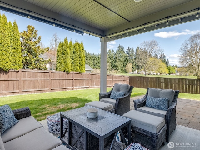 4206 NE 132nd St, Vancouver, WA 98686 - view of patio / terrace with a fenced backyard and an outdoor hangout area