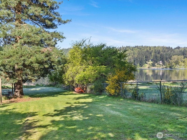 5255 Apollo Rd, Langley, WA 98260 - view of yard featuring fence, a water view, and a view of trees