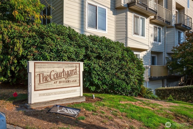view of community sign