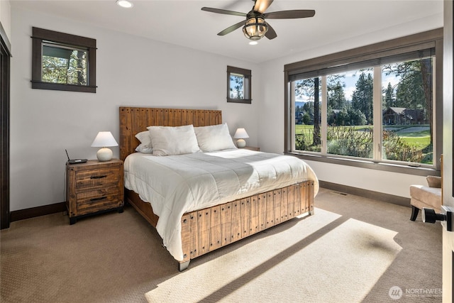 70 Monabel Ct, Cle Elum, WA 98922 - carpeted bedroom featuring ceiling fan, baseboards, multiple windows, and recessed lighting